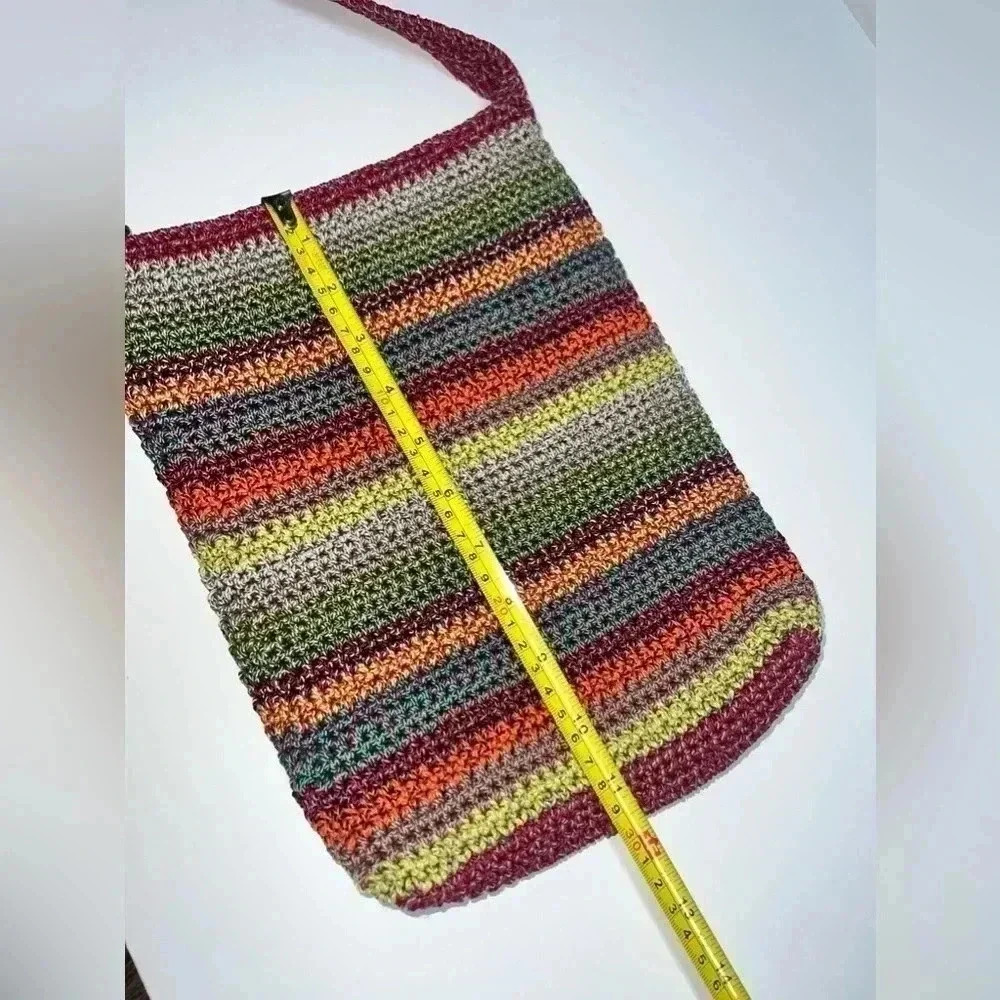 Lina Crossbody Hobo Crochet striped Rainbow purse - Picture 8 of 9
